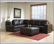 Drk Brown Leather Sectional In Boxes