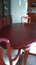 Dining room table,  chairs,  matching buffet,  with two captain chairs,  